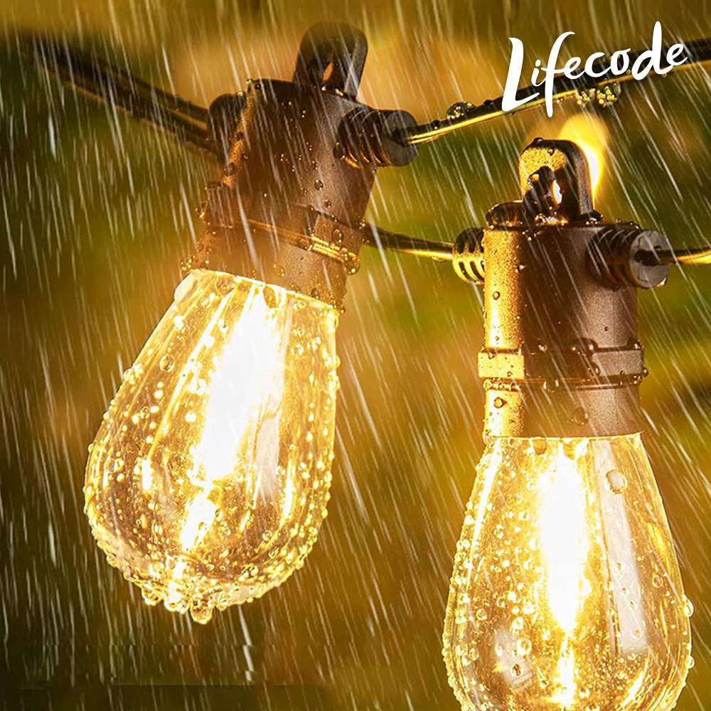 LIFECODE 生活密碼 LED防水耐摔燈串S14-可調光可搖控-110V美規-(15米15灯)