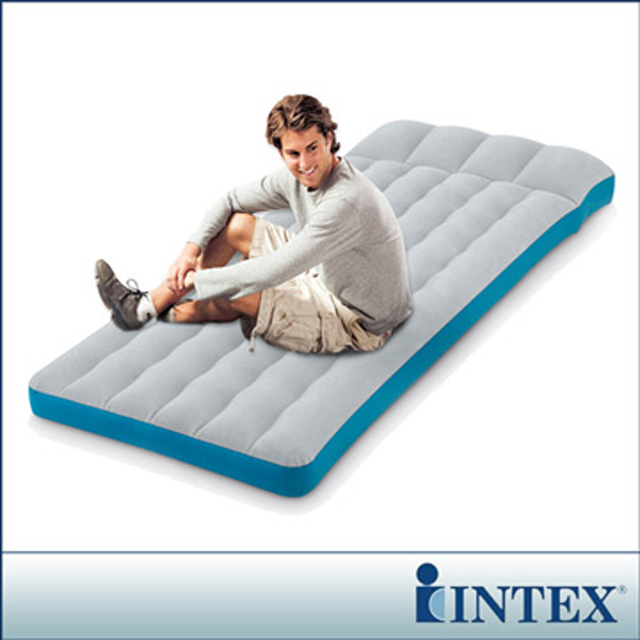 INTEX 單人野營充氣床-寬72cm (灰藍色) (67998)