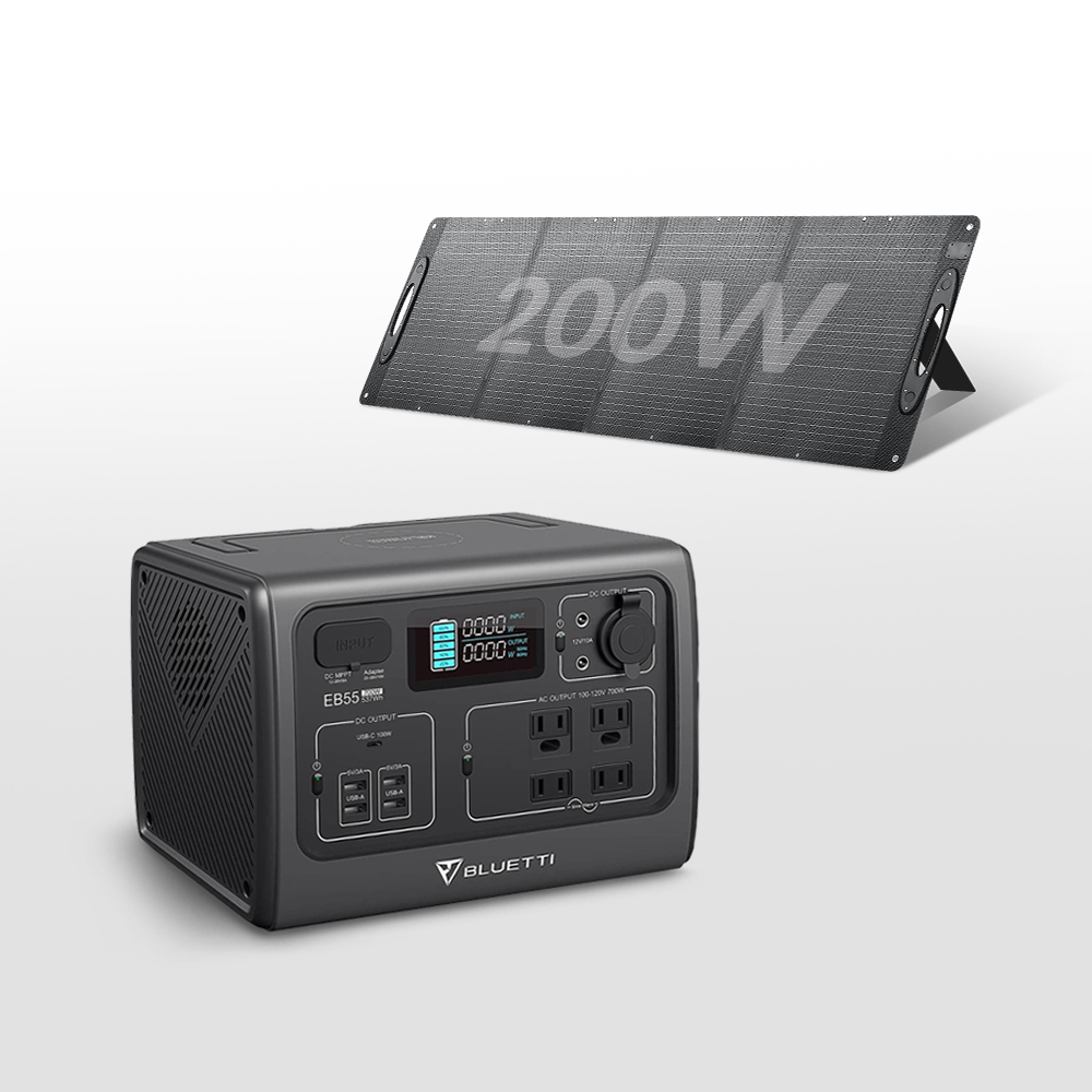 700W EB55 儲能電源 + 200W太陽能板(戶外行動電源／行動電站／移動電源／露營電源)