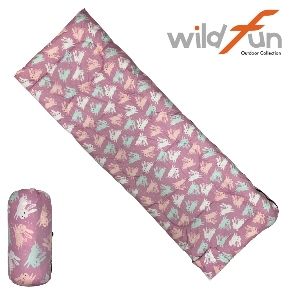 WildFun 野放 童趣羊毛印花睡袋【粉紅兔】 / MIT台灣製