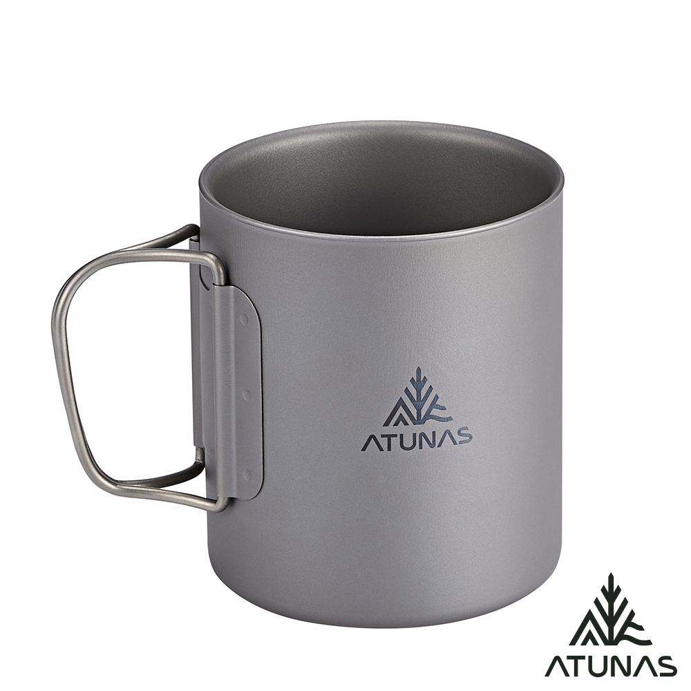ATUNAS 歐都納 雙層鈦隨行杯/折疊把手馬克杯375ML/A1KTGZ16/環保無毒/輕量耐用/登山露營/戶外餐具