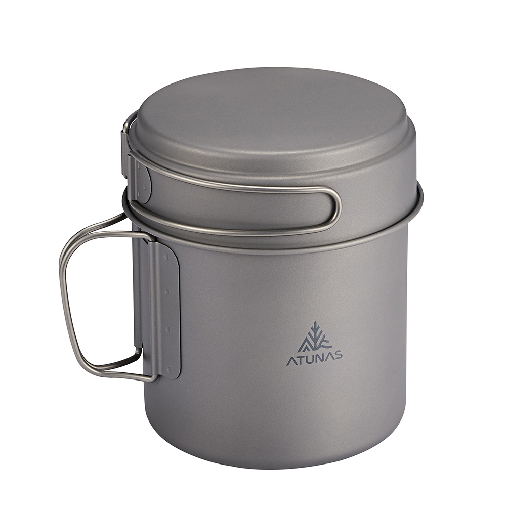 ATUNAS 歐都納 折疊鈦套鍋組1100ml+450ml/A1KTGZ20/環保無毒/輕量耐用/登山露營餐具/個人鍋/煎盤