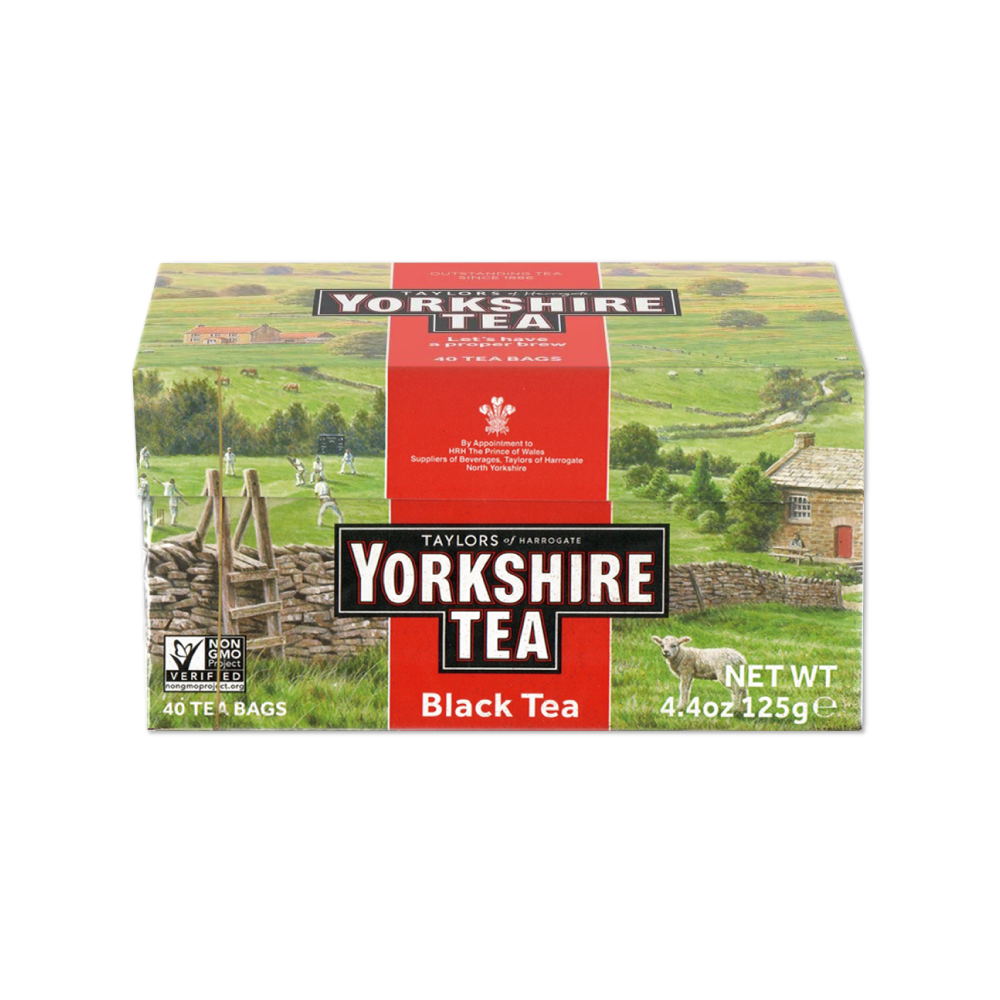 Taylors 泰勒茶 英國-Yorkshire約克夏茶紅牌紅茶包40入/盒(適合沖煮香醇鮮奶茶,雨林聯盟及女王皇家認證,戶外露營野餐泡茶)