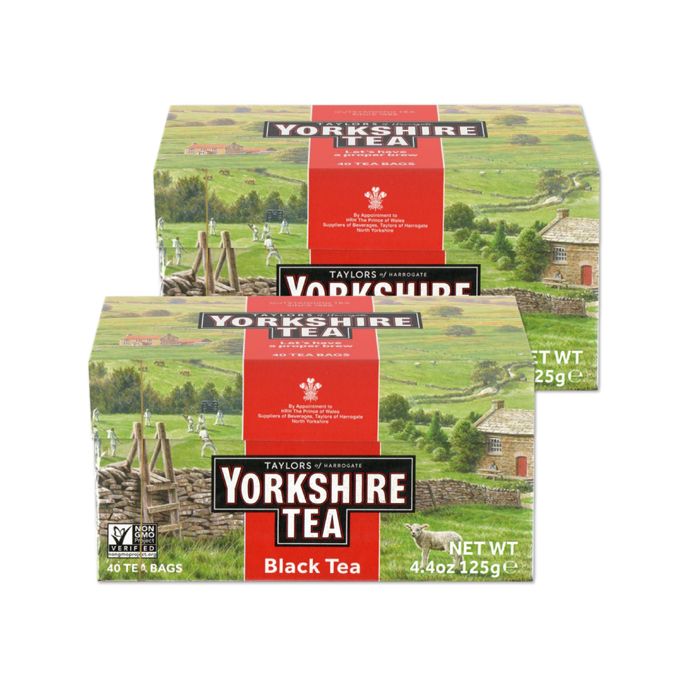 Taylors 泰勒茶 (2盒超值組)英國Yorkshire約克夏茶-紅牌紅茶包40入/盒(戶外露營野餐泡茶,品牌,雨林聯盟及女王皇家認證)