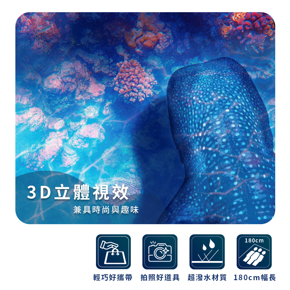 Twin Dragon 雙龍牌 3D鯨魚手提設計超輕防水野餐墊/加大防水海灘墊(露營烤肉網美必備防水地墊/大型摺疊野餐墊/)
