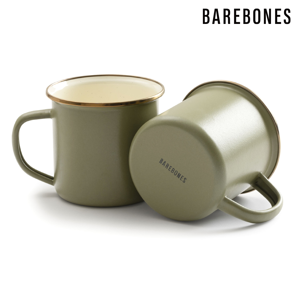 Barebones 【兩入一組】 CKW-1027 雙色琺瑯杯組 Enamel 2-Tone Mug / 黃褐綠 (16oz)
