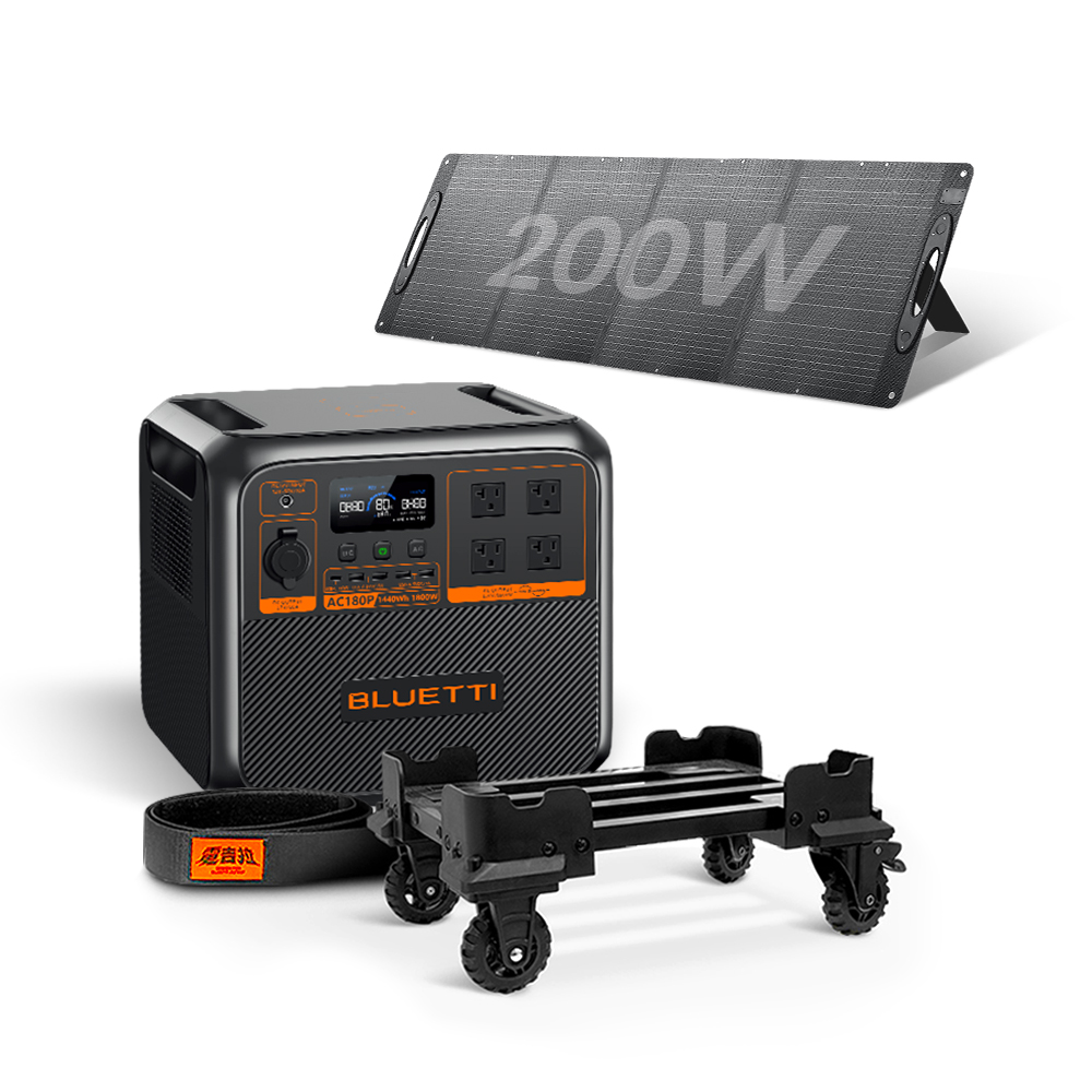 BLUETTI 1800W 電吉拉儲能電源+200W太陽能板+推車(戶外行動電源/行動電站/移動電源/露營電源)