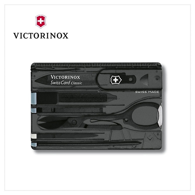 VICTORINOX 瑞士維氏 SwissCard Classic 瑞士卡/10用/透黑 0.7133.T3