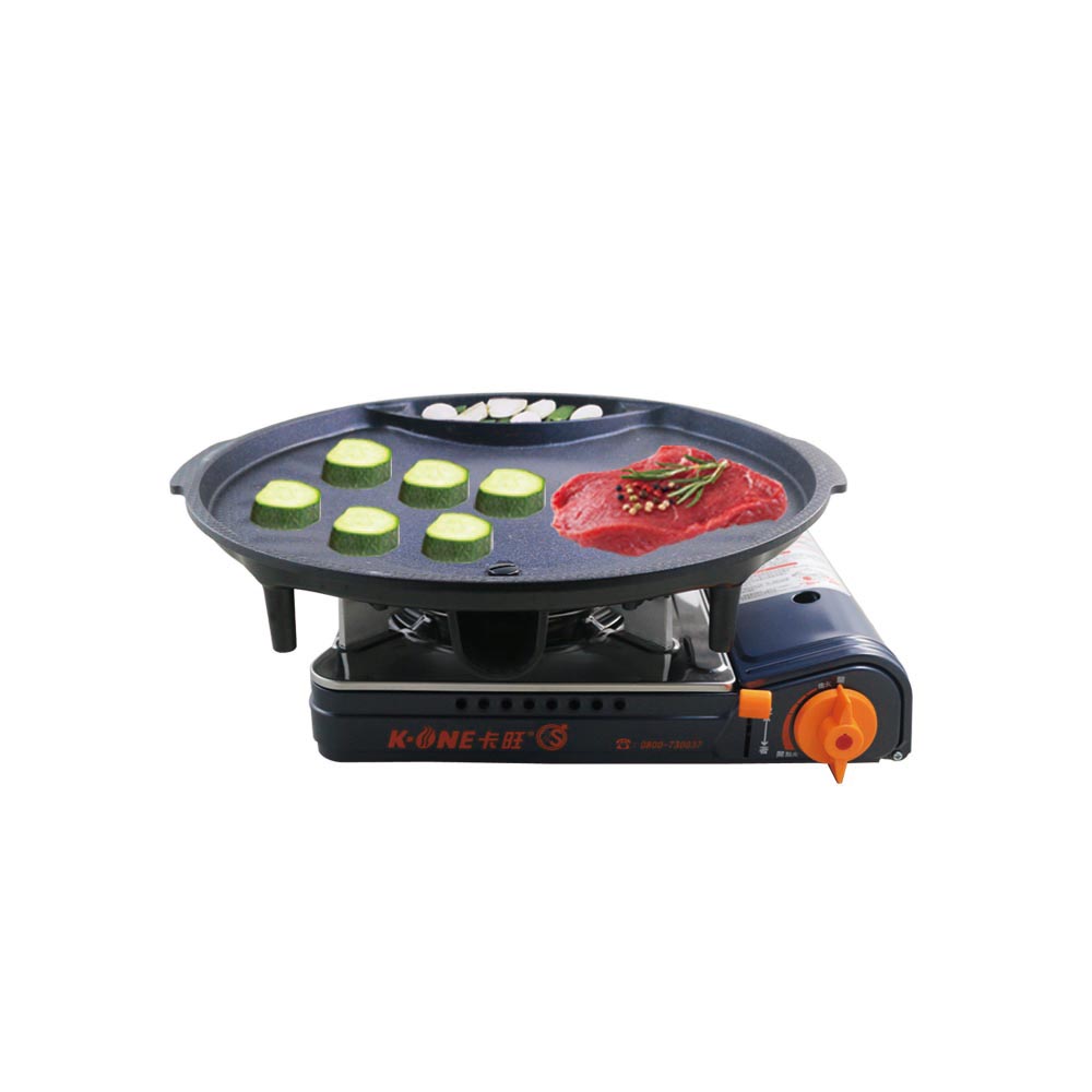 K-ONE 卡旺 K1-A002SD雙安全卡式爐+韓國不沾排油烤盤SM-6
