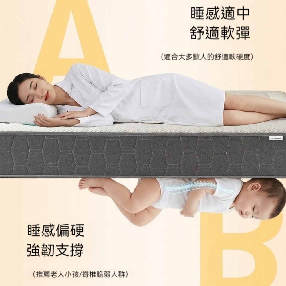 記憶棉床墊 135*200cm 厚25cm 軟硬雙面 零壓床墊 席夢思彈簧 獨立筒彈簧 高密度記憶棉 25cm加厚