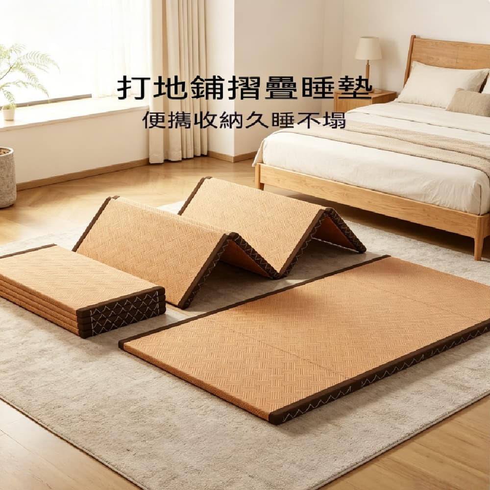 FANGE 方格 睡墊 床墊 打地鋪折疊睡墊 135*200cm*5cm榻榻米床墊 午休墊子 日式地墊 多功能折疊椰棕床墊