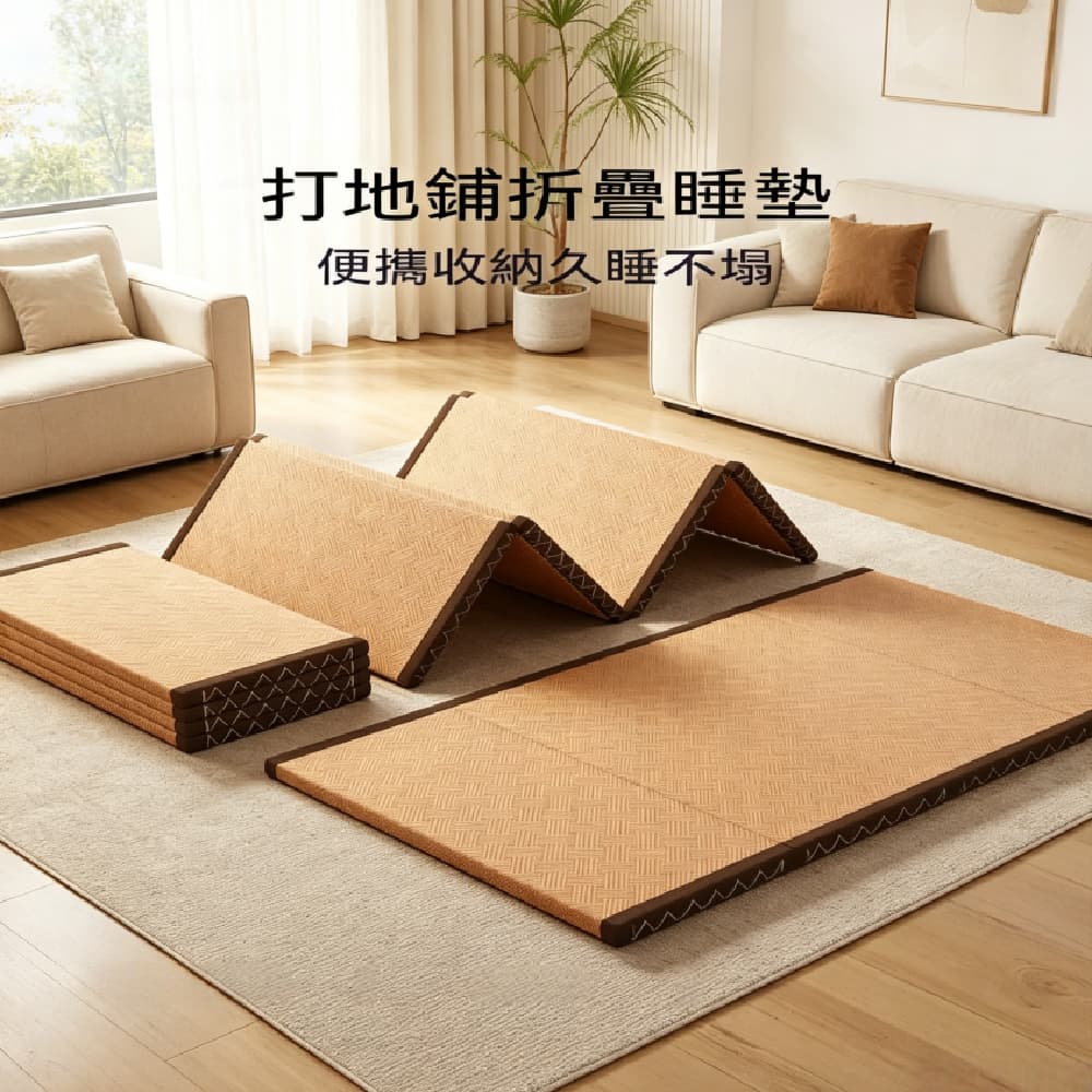 FANGGE 方格 睡墊 床墊 打地鋪折疊睡墊 90*200cm*5cm榻榻米床墊 午休墊子 日式地墊 多功能折疊椰棕床墊
