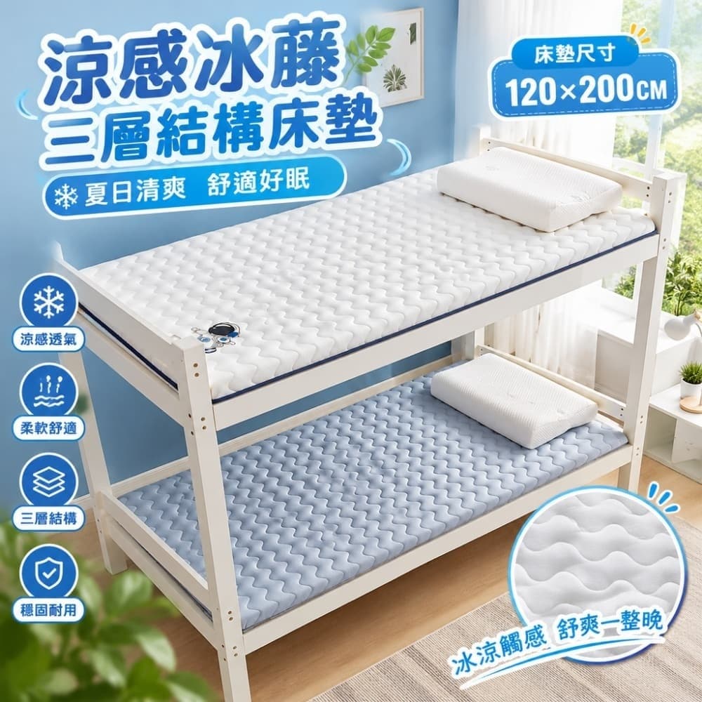 藝啟 150*200CM床墊 雙面涼藤席床墊 宿舍睡墊四季通用 榻榻米睡墊 租房地鋪 柔感面料 細膩親膚透氣舒睡