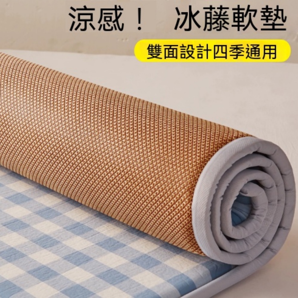 床墊 冬夏兩用雙面床墊 柔軟床褥 透氣涼蓆 可捲收 四季通用床墊床褥 150x190cm