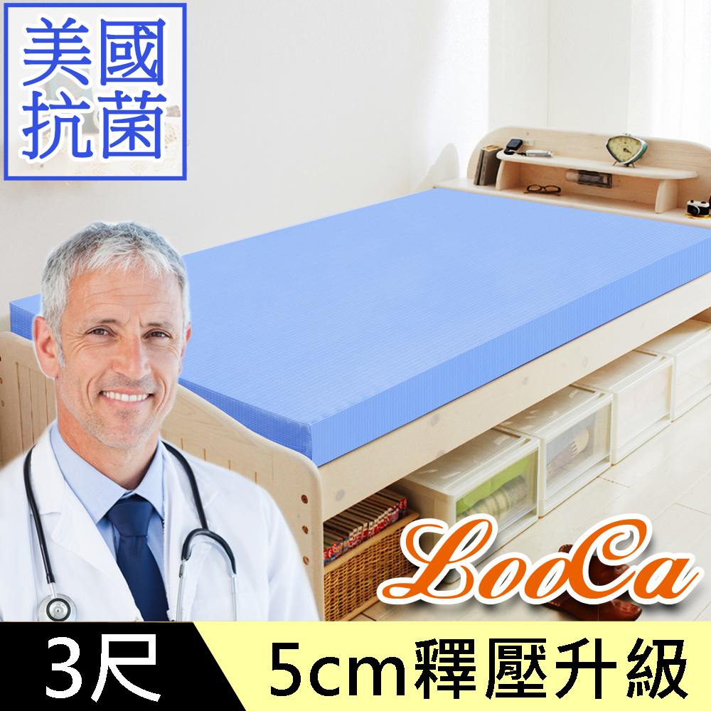 LooCa 美國抗菌5cm全記憶床墊-單人3尺