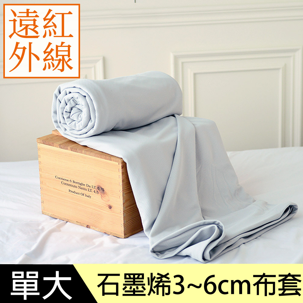 LooCa 石墨烯能量床墊布套MIT-拉鍊式-單大3.5尺(3-6cm)