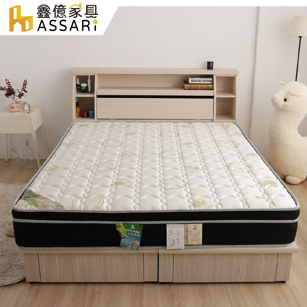 ASSARI -盧斯乳膠蘆薈紗三線高迴彈硬式彈簧床墊-雙大6尺