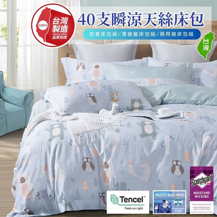 寢安家居 天絲萊賽爾吸濕排汗枕套床包組-5尺雙人 (TP10 三件組 床單床罩)