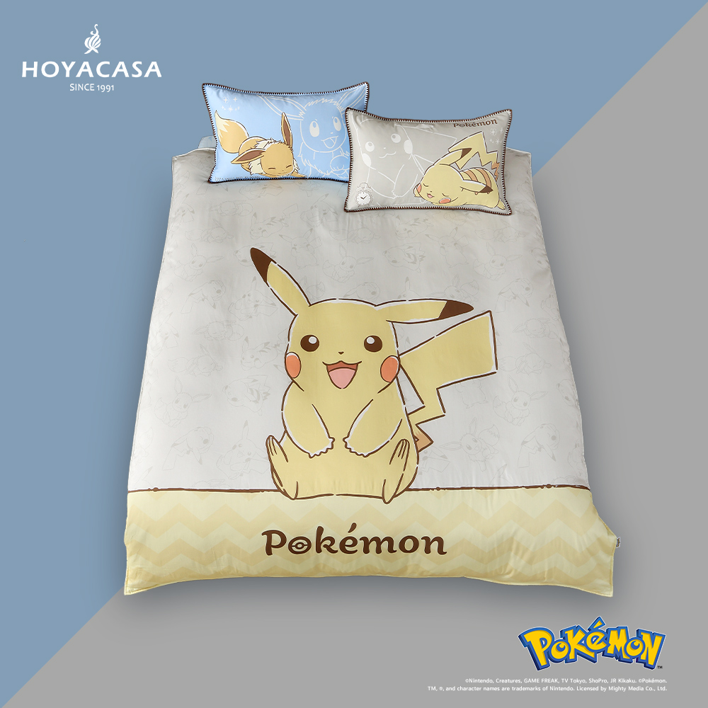 HOYACASA Pokémon寶可夢官方授權-抗菌精梳棉兩用被床包組-星寵萌夢-雙人