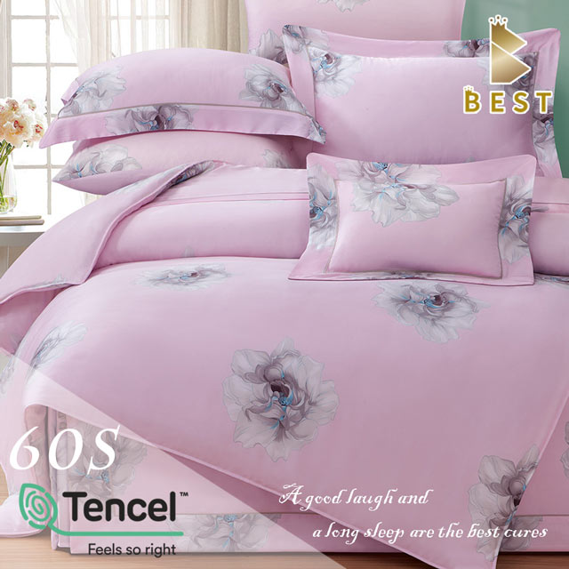 BEST 貝思特 雙人_60支頂級天絲兩用被床包組/100%TENCEL 喬伊絲