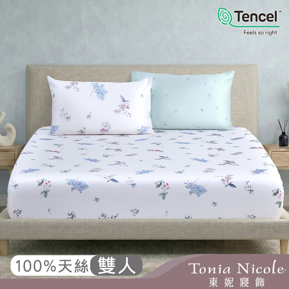 Tonia Nicole 東妮寢飾 恬苑花時60支環保印染100%萊賽爾天絲床包枕套組(雙人)