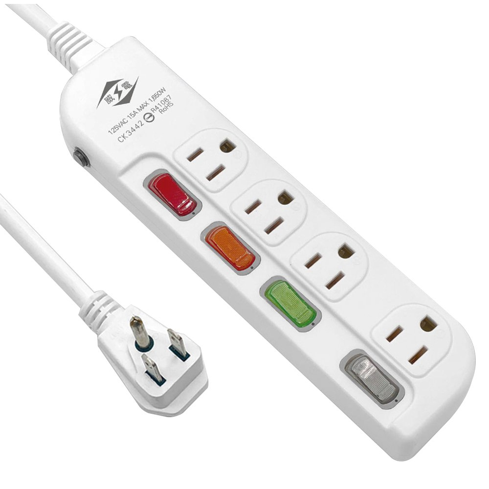 WEITIEN 威電 CK-3442-9 3孔4開4座 加大間距 電腦線 延長線 9尺/2.7M