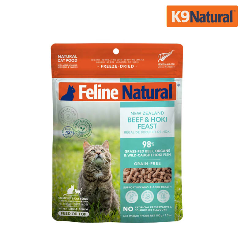 K9 Natural 牛肉+鱈魚 貓咪凍乾鮮肉餐 100克 (貓飼料)