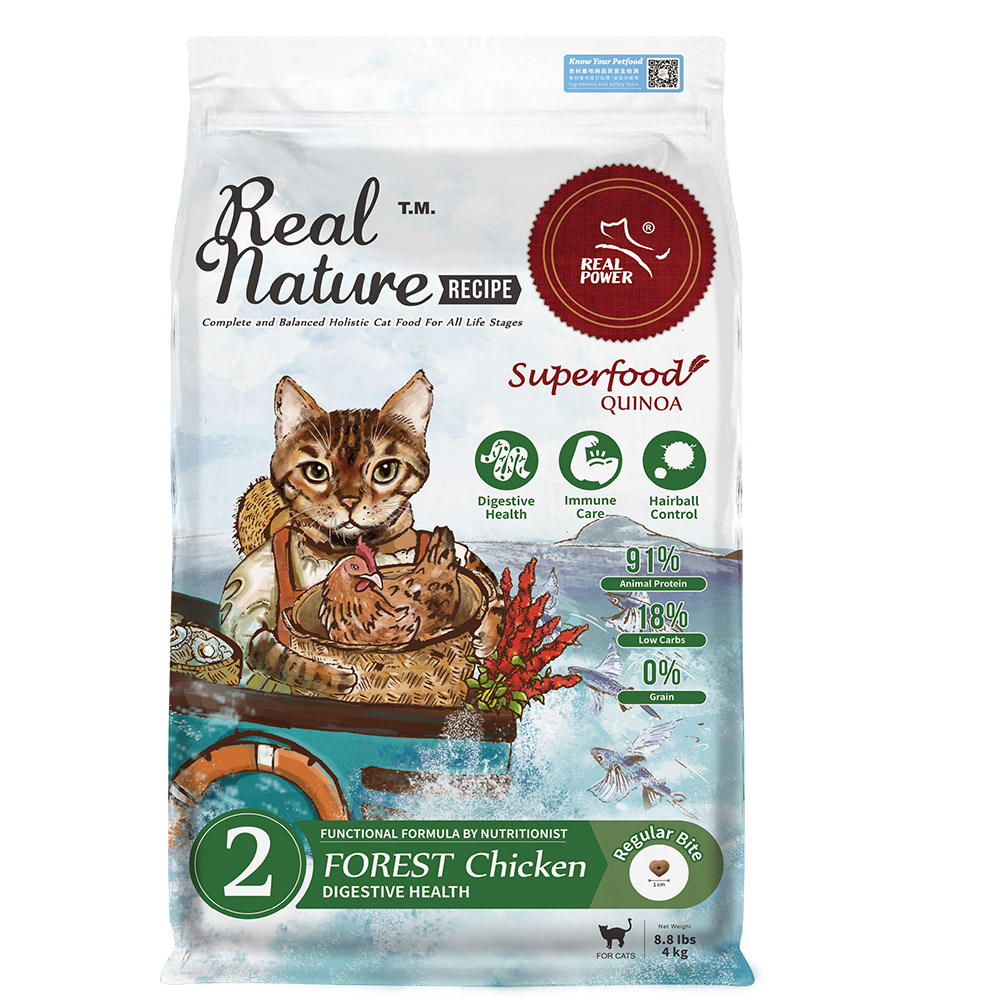 REAL POWER 瑞威寵糧 貓飼料2號- 森林燉雞腸胃健康4kg -(貓糧/貓飼料/貓乾糧)