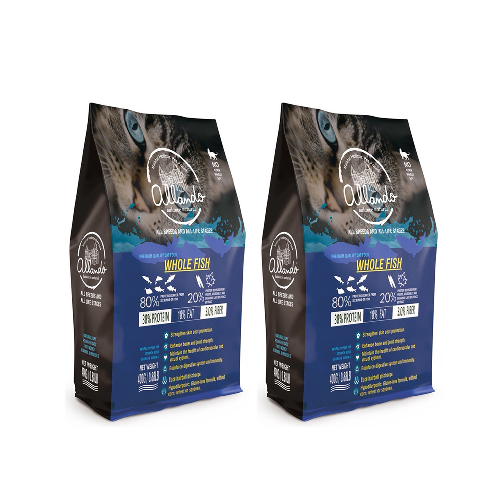 Allando 奧藍多 無榖貓糧全魚宴400gX2包組(全齡貓/貓飼料/貓糧)
