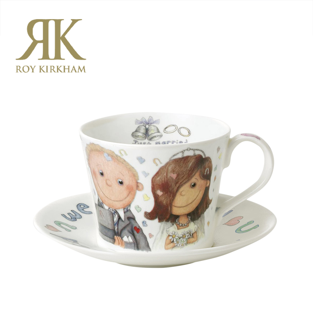 FINE 英國 Roy kirkham Wedding Day-450ml骨瓷早餐杯盤組 送禮 結婚禮物 求婚禮物 結婚杯盤組