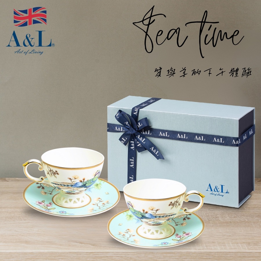  【A&L】骨瓷咖啡對杯禮盒組-鳳凰呈祥