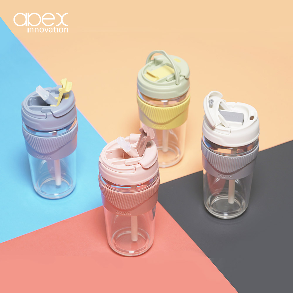 【APEX】大口徑 防燙玻璃 隨行杯/咖啡杯 500ml (吸管/直飲兩用) 2入