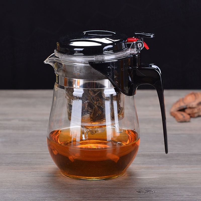 耐熱玻璃飄逸杯750ml 一鍵按壓快速過濾泡茶杯 泡茶壺 沖茶器 泡茶器 沖泡壺 公道杯