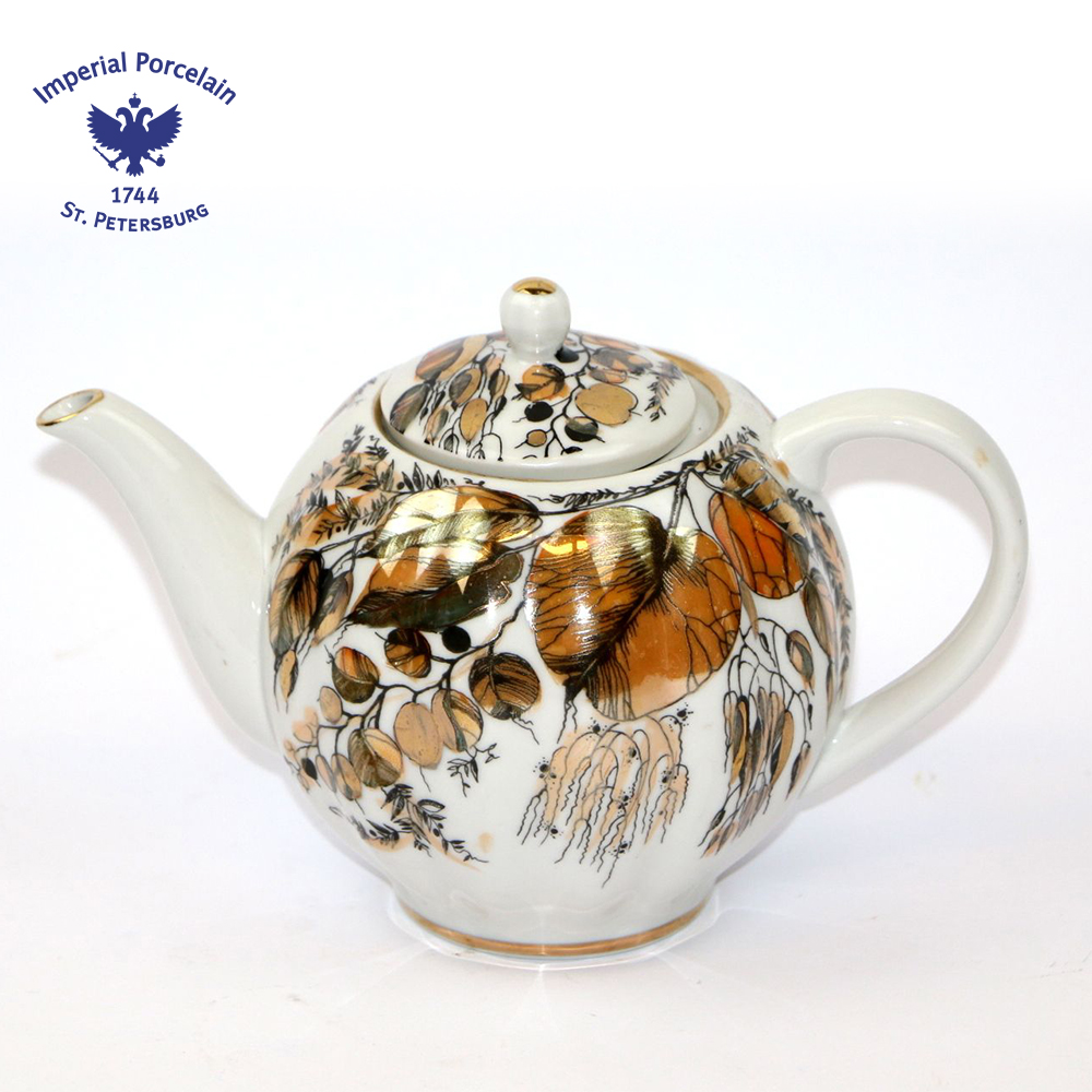 俄羅斯Imperial Porcelain-午茶系列-花園22K金手工-600ml壺450ml罐-2件