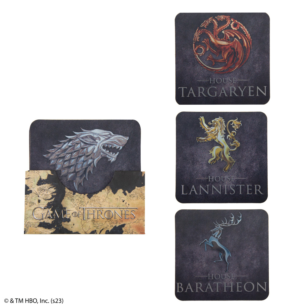 ARKY 官方授權｜權力遊戲 Game of Thrones 經典家徽軟木杯墊 (4入組) 代理商公司貨