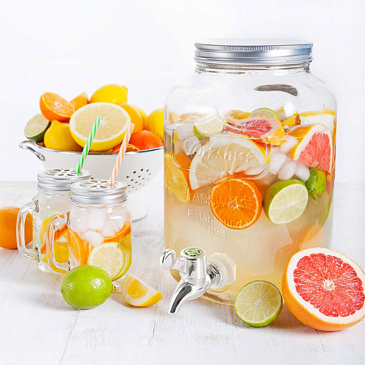 【日本FOREVER】夏天必備派對玻璃果汁飲料桶(含桶架)4L