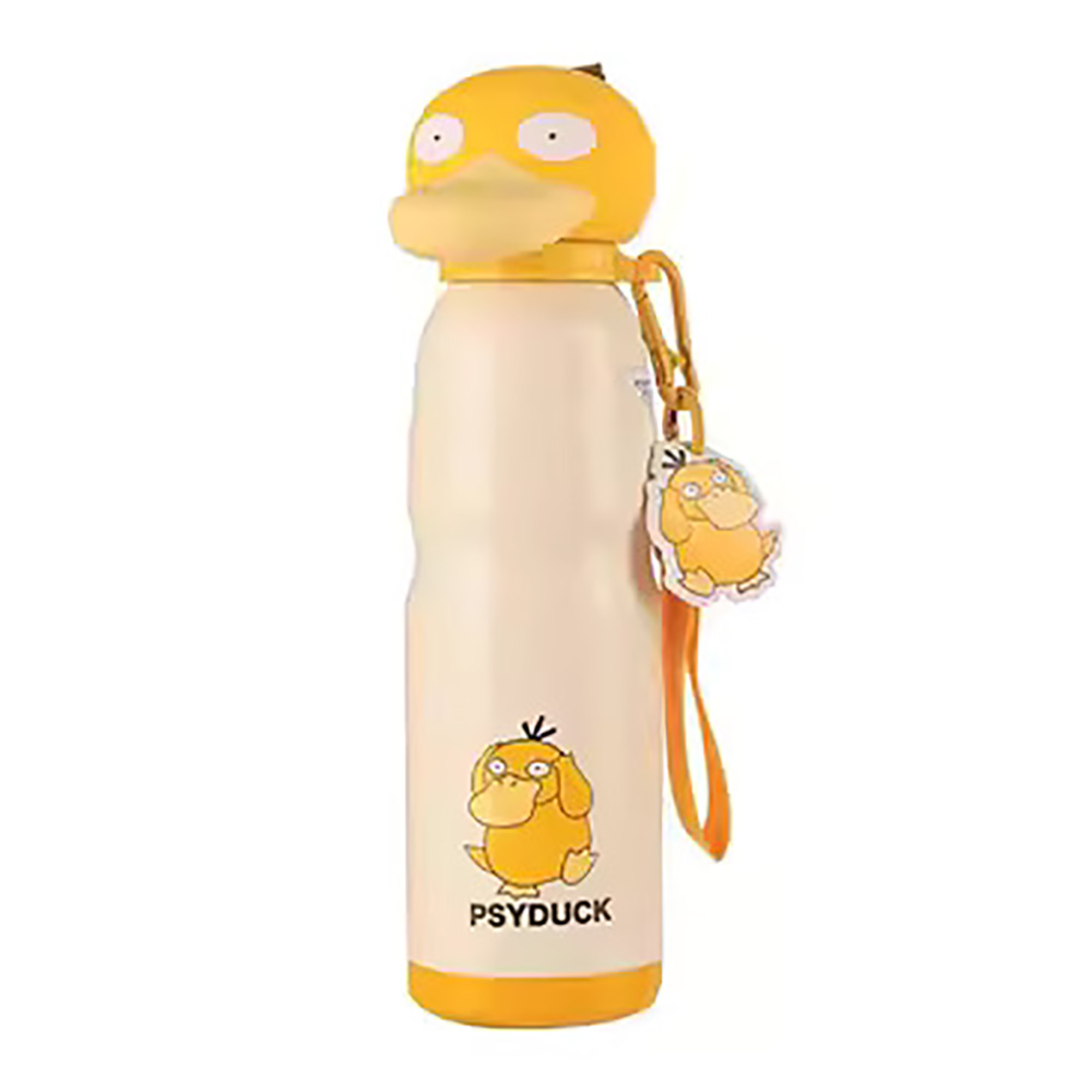 BEDDY BEAR 可達鴨運動保溫水壺 600ml(卡通保溫杯 保溫瓶 不鏽鋼 成人水壺 兒童水壺)
