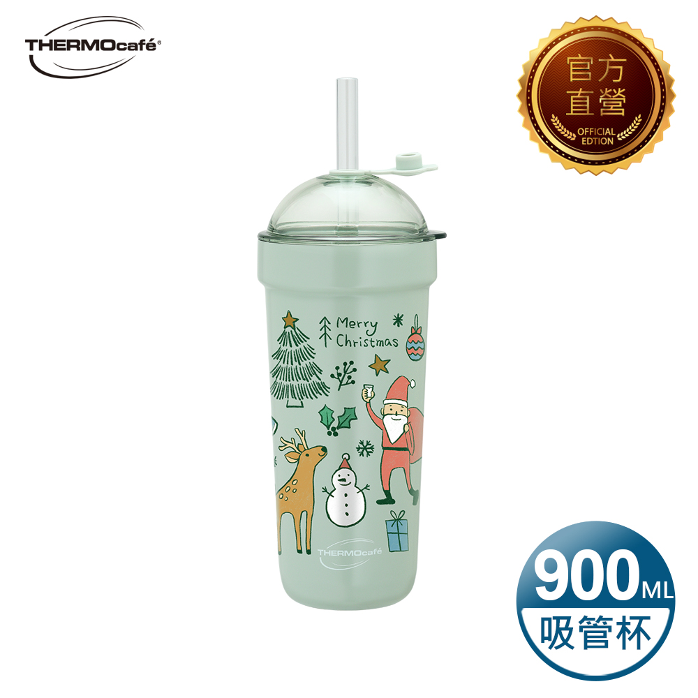 THERMOcafe 凱菲 吸管保溫杯900ml-聖誕節(TCBT-900CM-LG)