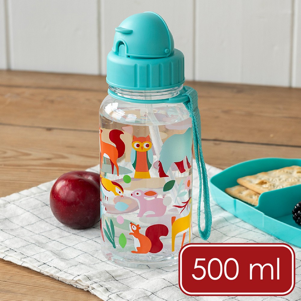 Rex LONDON 英國 輕攜吸管水壺(森林樂園500ml) / 兒童水壺 冷水瓶 隨行杯 環保杯
