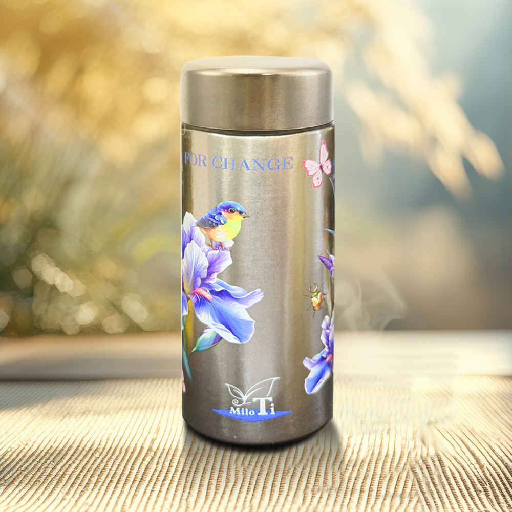 一品川流 純鈦花採輕量杯-200ml-藍-鳶尾花
