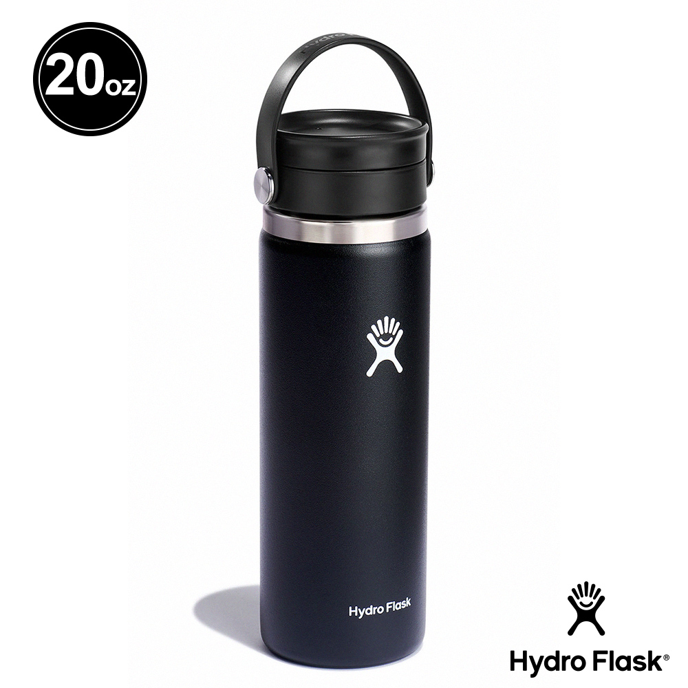 Hydro Flask  20oz/592ml 寬口 旋轉 咖啡蓋 保溫瓶 時尚黑