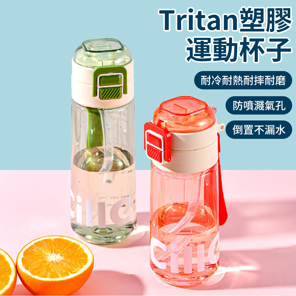 美國進口Tritan材質 防摔運動水壺 620ML 彈蓋吸管杯 隨身水瓶 帶刻度透明水瓶 環保杯（開學季）