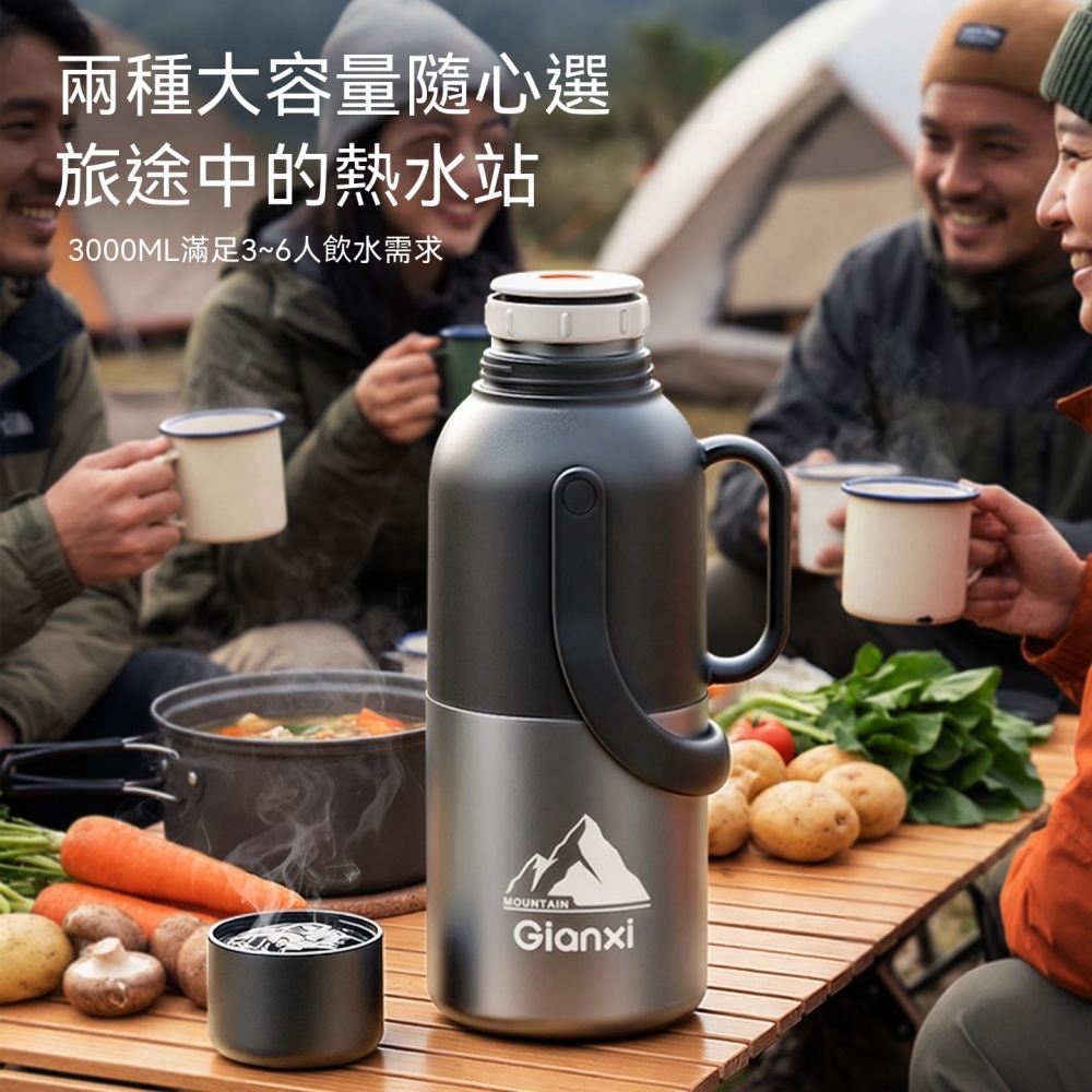 保溫壺 大容量便攜 戶外 不銹鋼 保溫杯 暖瓶 家用 旅行車載 熱水壺 長效保溫保冷 密封防漏 2.0L