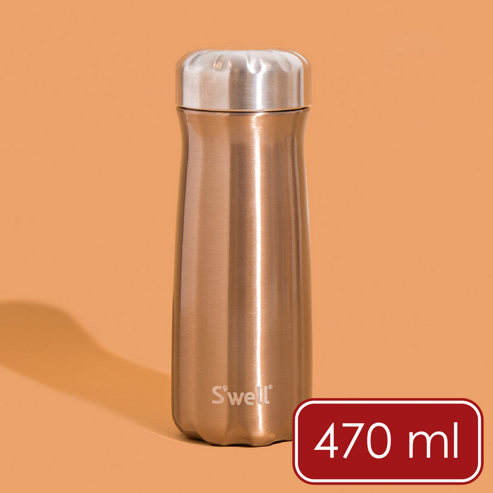 S'well 美國 Traveler不鏽鋼保溫瓶(香檳金470ml) / 保溫杯 保冷保冰杯 水壺 環保杯 咖啡杯 隨行杯