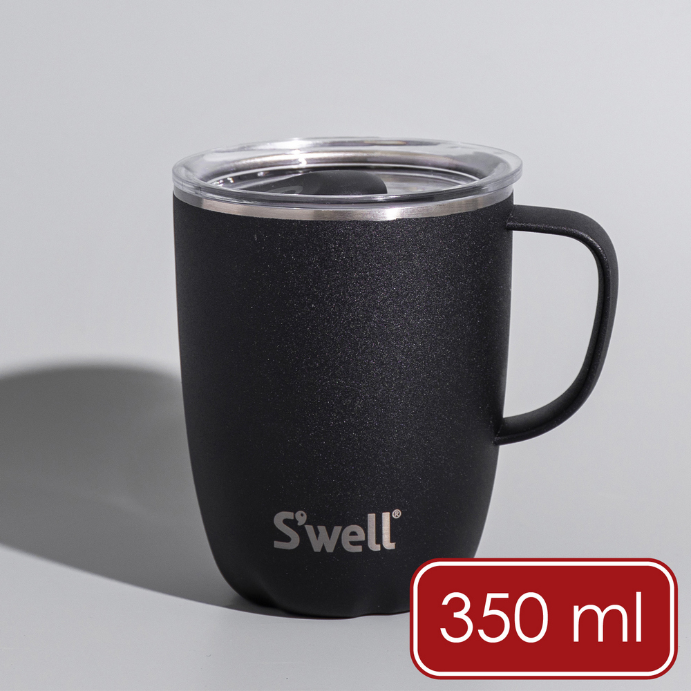 S'well 美國 Mug不鏽鋼滑蓋保溫馬克杯(曜石黑350ml) / swell 保溫杯 環保杯 隨行杯 可機洗
