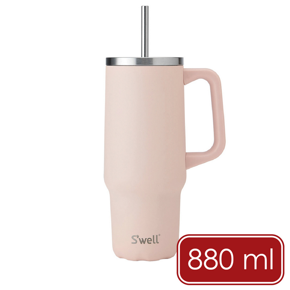 S'well 美國 Tumbler不鏽鋼吸管保溫隨行杯(玫瑰粉橘880ml) / swell 冰壩杯 冰霸杯 環保杯 保溫瓶