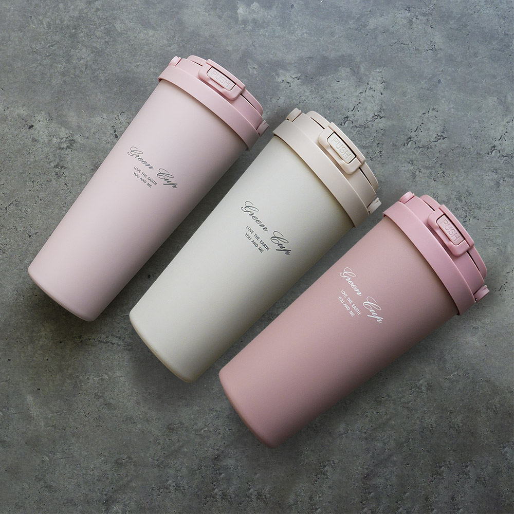 一品川流 GREEN CUP 芊杯304不鏽鋼陶瓷手提直吸飲兩用保溫杯-850ml-2支 (附吸管+贈送吸管清潔刷)