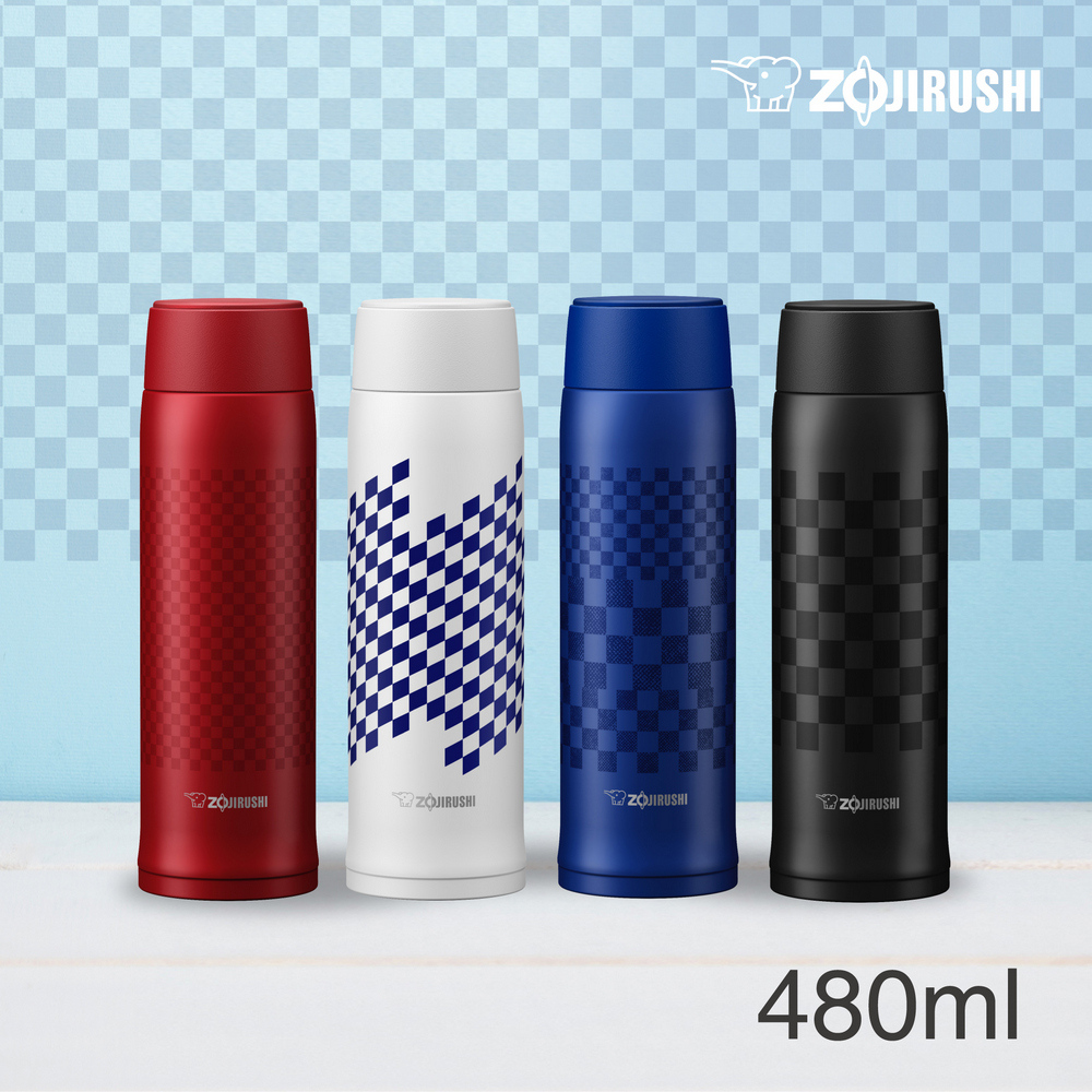 ZOJIRUSHI 象印 市松紋可分解杯蓋不銹鋼真空保溫杯-480ml(SM-NAE48SA)