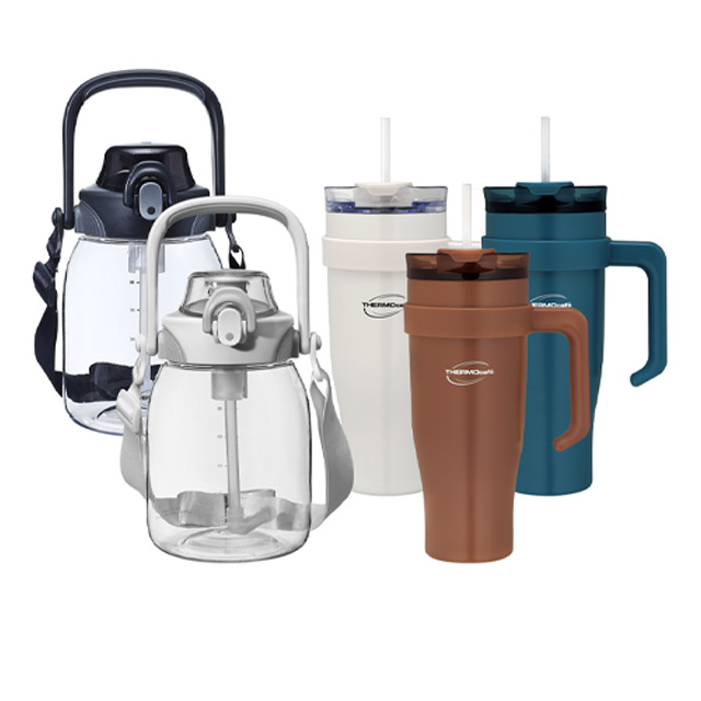 THERMOcafe 凱菲 吸管保溫杯1200ml+冷水瓶1000ml(TCHC-1200+TCTS-1000)
