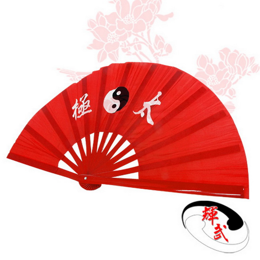 【輝武】武術用品-全竹骨易開合-紅骨紅太極功夫扇(35CM長)-1把